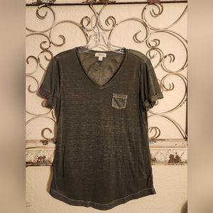 Style & Co Petite Gray Heather v-neck with pocket